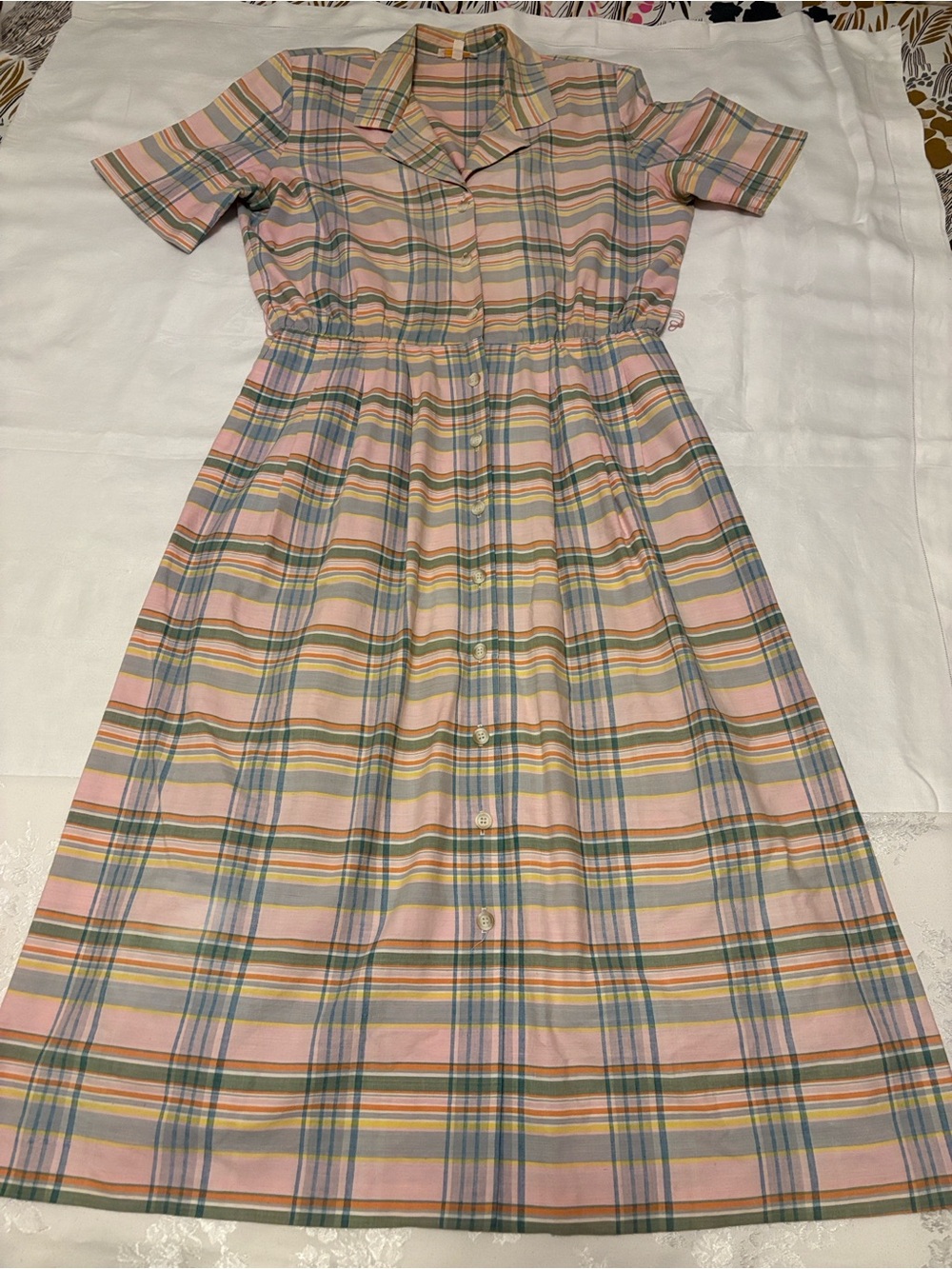 Brooks Brothers shades of Pink and Green Cotton Plaid shirtwaist Dress